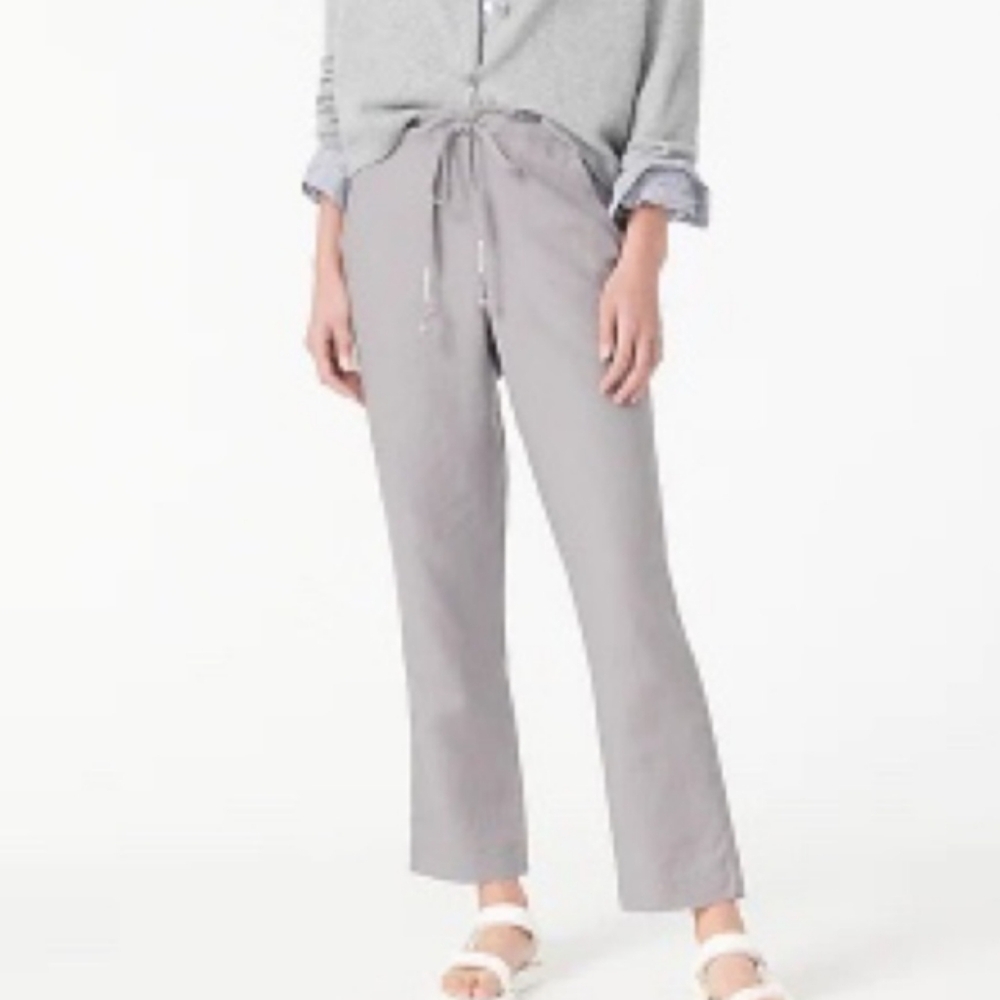 J Crew Seaside Linen Blend Drawstring Pants